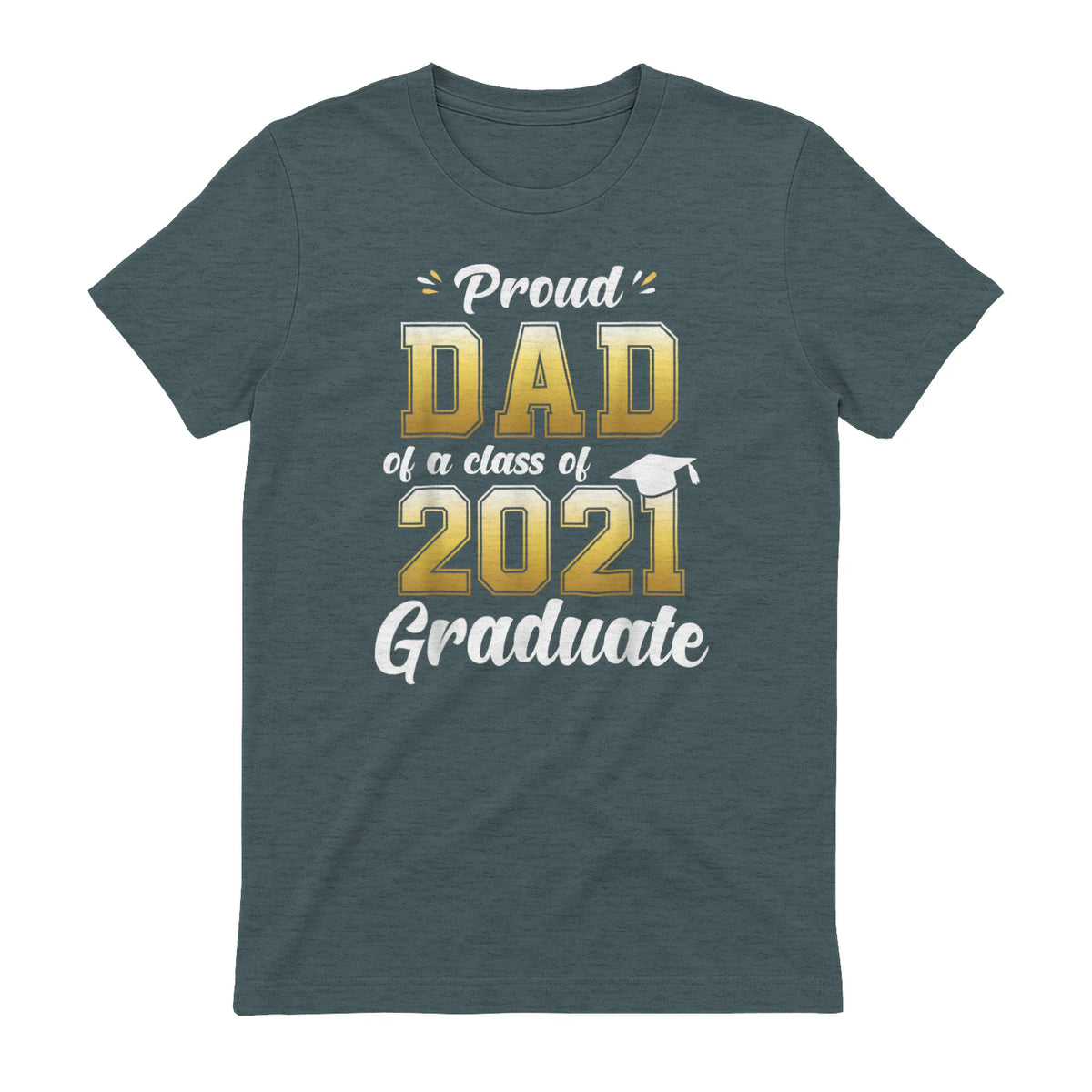 Proud Dad of a Graduate Senior Gift T-Shirt in Dark Heather - back view