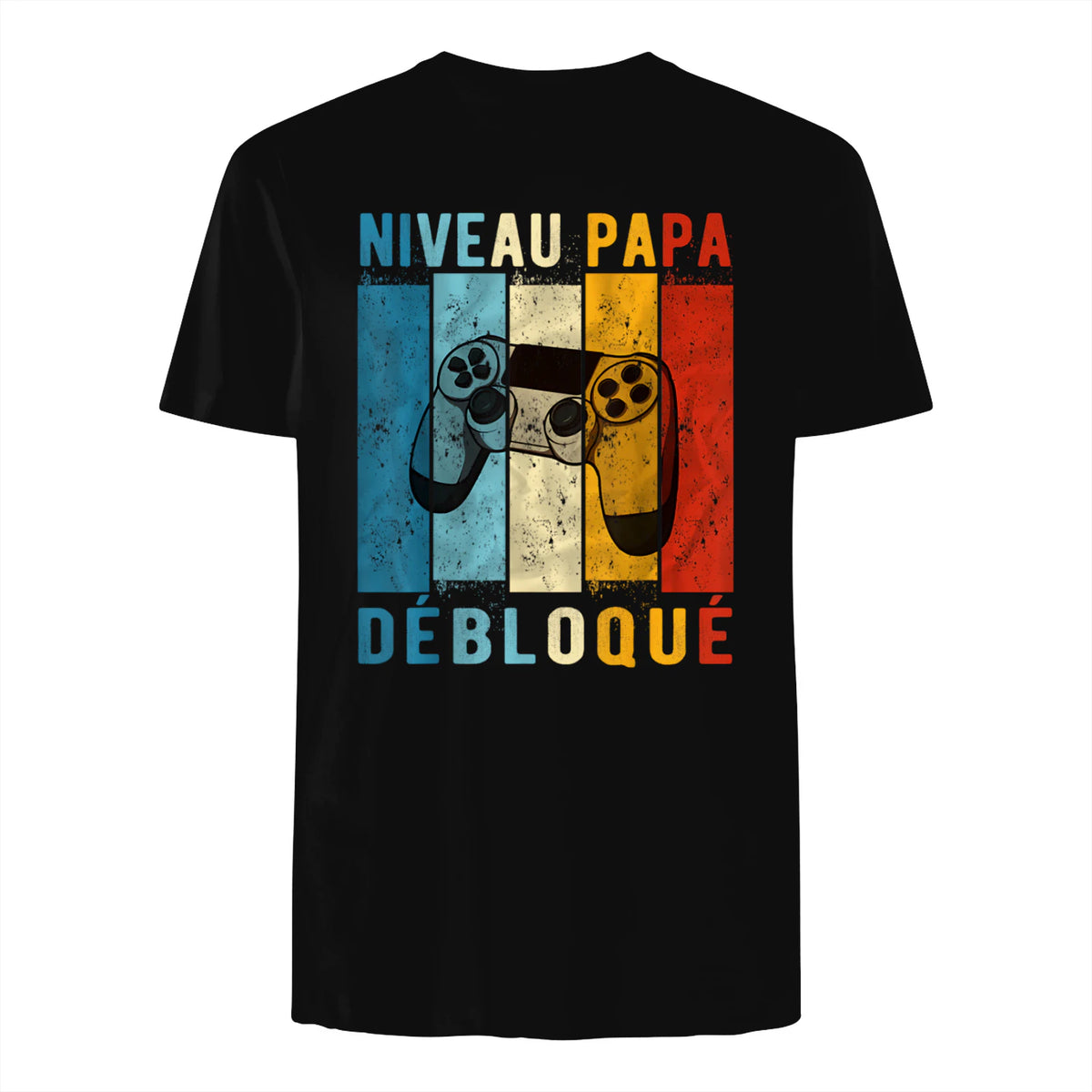 Nouveau Papa Nouvelle Naissance Annonce Gamer Humour T-Shirt in Black - back view
