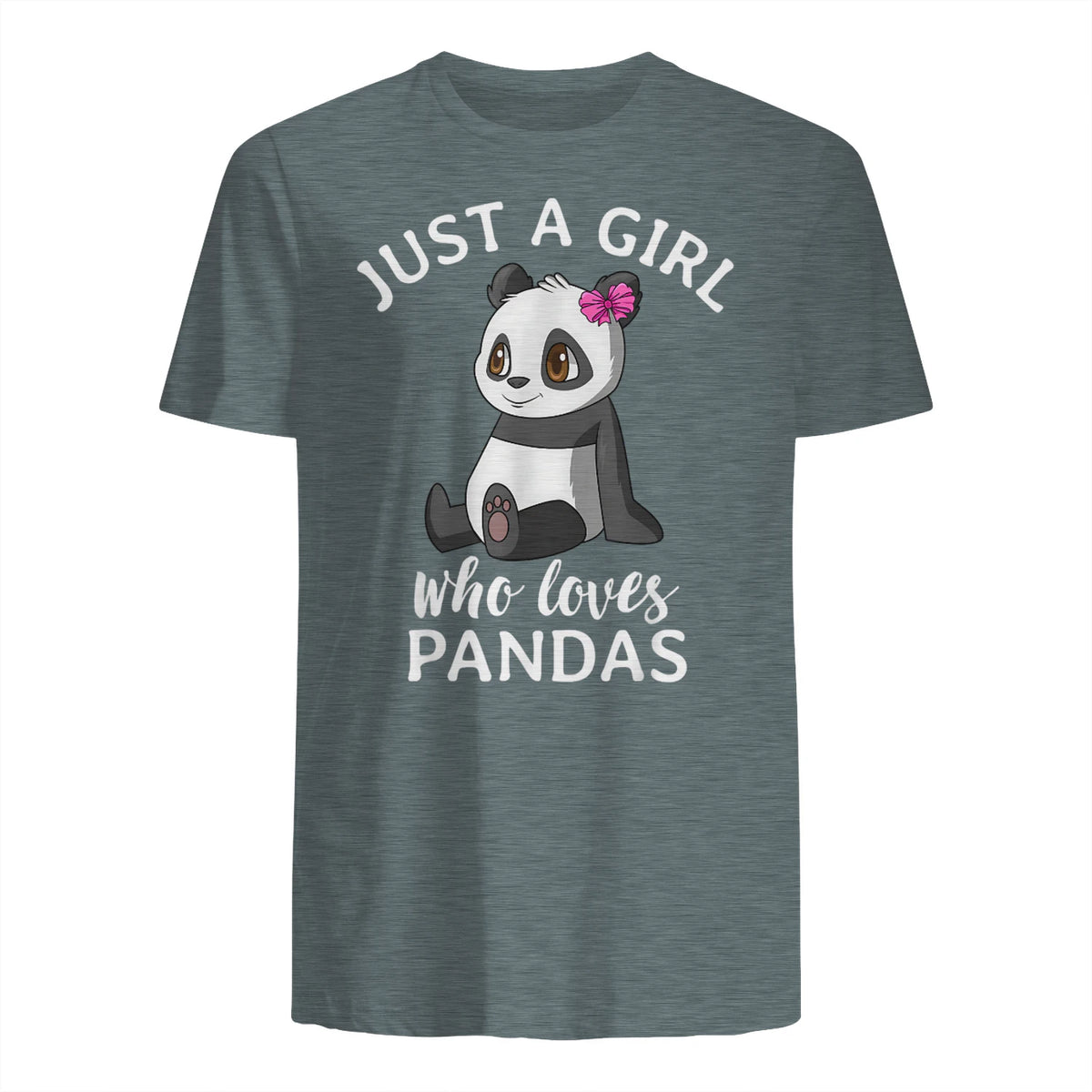 Cute Panda Kawaii Just A Girl Who Loves Pandas Girls in Dark Heather - back view