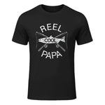 Funny Fishing Reel Cool Papa Dad Joke T-Shirt in Black - front view