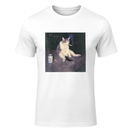 Funny Smoking Cat Meme T-Shirt in White - front view