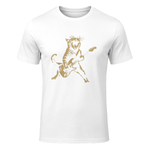 Cat Playing Guitar Rock Star Rock and Roll Men Women Kids T-Shirt in White - front view