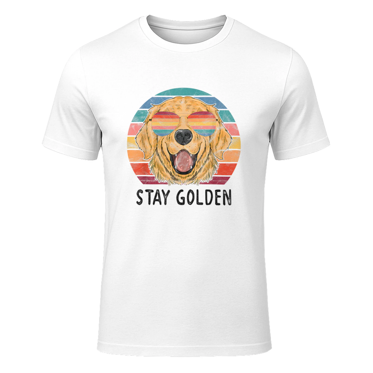 Stay Golden Retriever Dog Men Women Girls Kids T-Shirt in White - front view