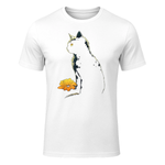 Cat Artwork - Flowers Art Cat Motif Animal Cat T-Shirt in White - front view