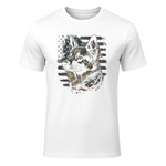 German Shepherd USA Flag Patriotic Shepherd T-Shirt in White - front view