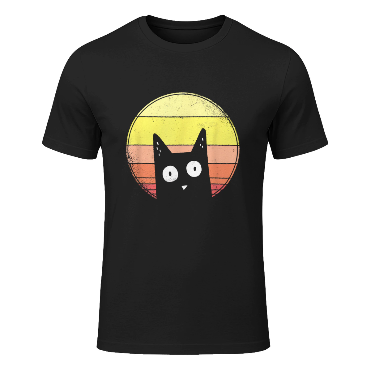 Retro Animales Cat Retro Vintage T-Shirt - Unisex Adults - Black - Small in Black - front view