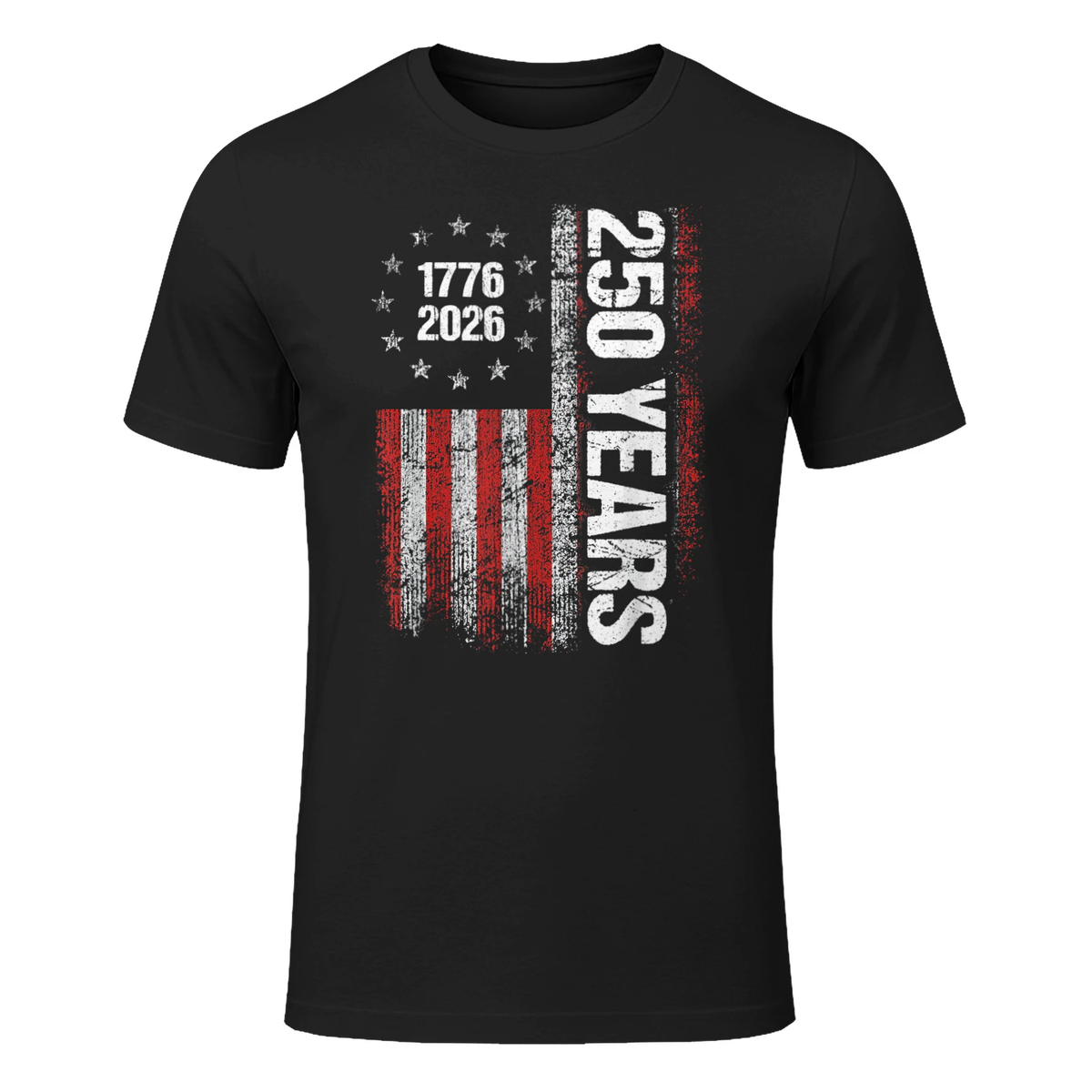 250 Years American Anniversary 250th Independence Day T-Shirt in Black - front view