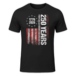 250 Years American Anniversary 250th Independence Day T-Shirt in Black - front view