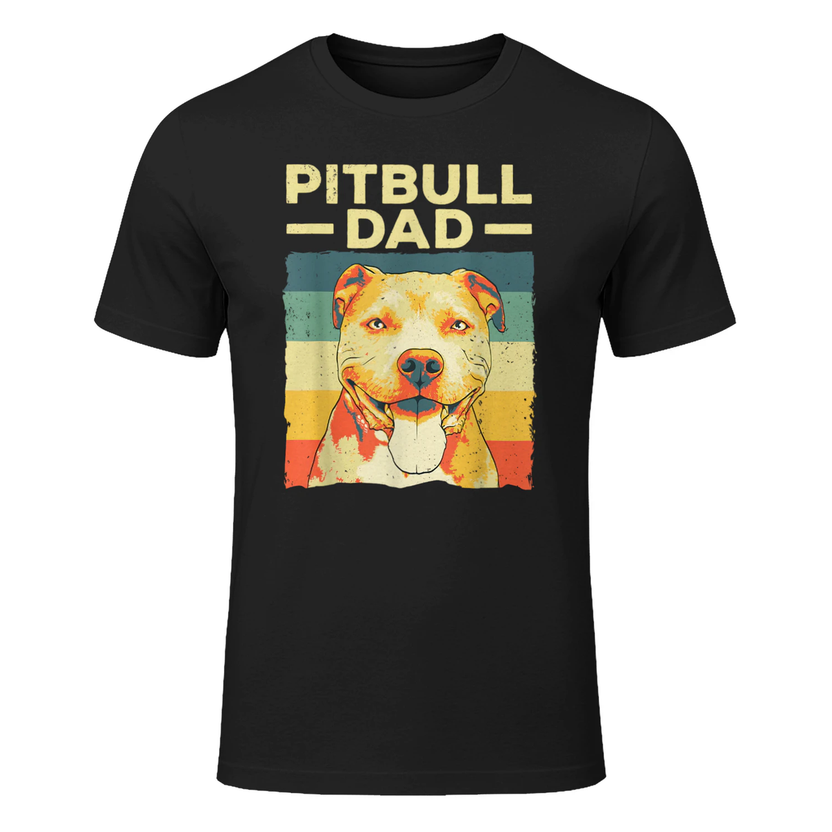 Cool Pitbull Dad For Men Father Boy Pitbull Owner Dog Lovers T-Shirt in Black - front view