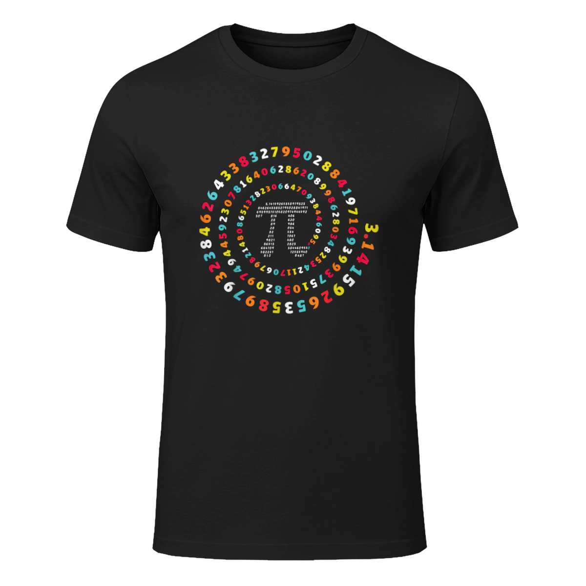 Funny Pi Day Spiral 3,14 Pi Number Symbol Math Teacher T-Shirt in Black - front view