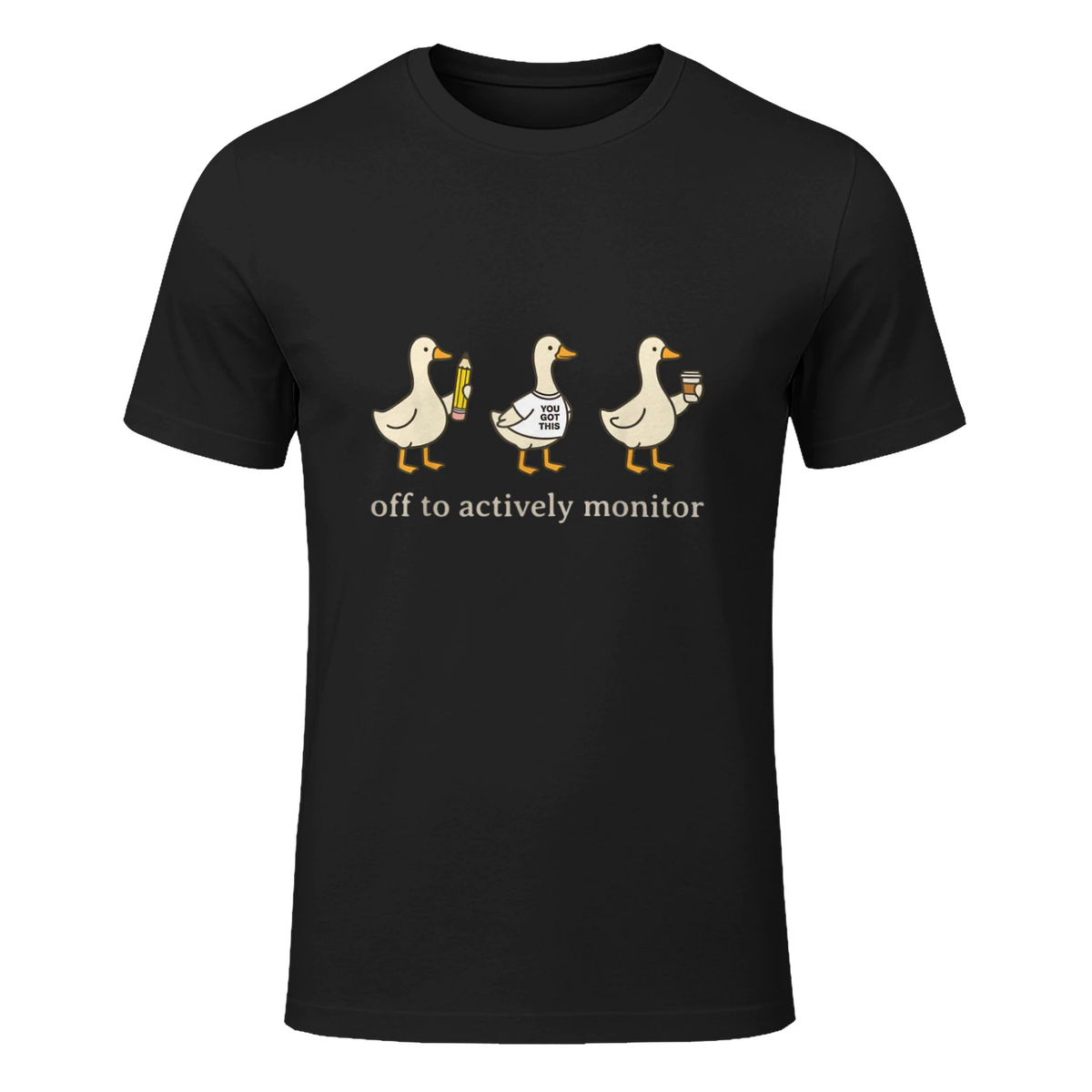 Off to Actively Monitor Teacher Testing Day Goose T-Shirt in Black - front view