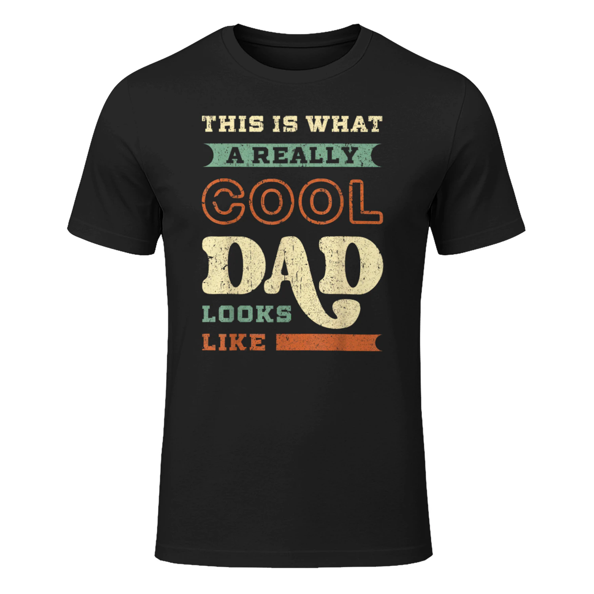 Cool Dad saying, Vintage Look, Fathers Day T-Shirt in Black - front view