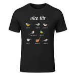 Nice-tits funny bird watching gift Birder Men Dad T-Shirt in Black - front view