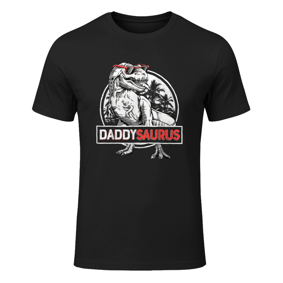 Daddy Saurus T rex Dinosaur Men Father's Day Family Matching in Black - front view