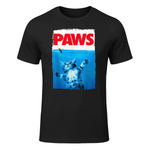 xiongying Paws Cat and Mouse Top, Cute Funny Cat Lover Parody T-Shirt in Black - front view