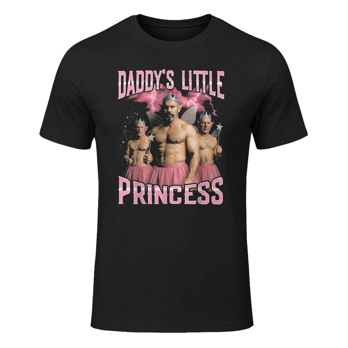 Daddy's Little Princess Funny Bootleg T-Shirt in Black - front view