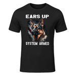 USA Flag with German Shepherd T-Shirt in Black - front view