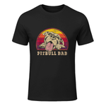 Pitbull Dad - Vintage Smiling Pitbull on Sunset T-Shirt in Black - front view
