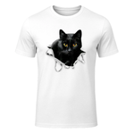 Black Cat Torn Cloth Gifts: Cat Lover T-Shirt in White - front view