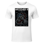 Artemis II Technical Specifications Moon Mission Blueprint T-Shirt in White - front view
