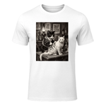 Cat Smoking Tattoo Vintage Inked Kitty Artist Funny Meme T-Shirt in White - front view