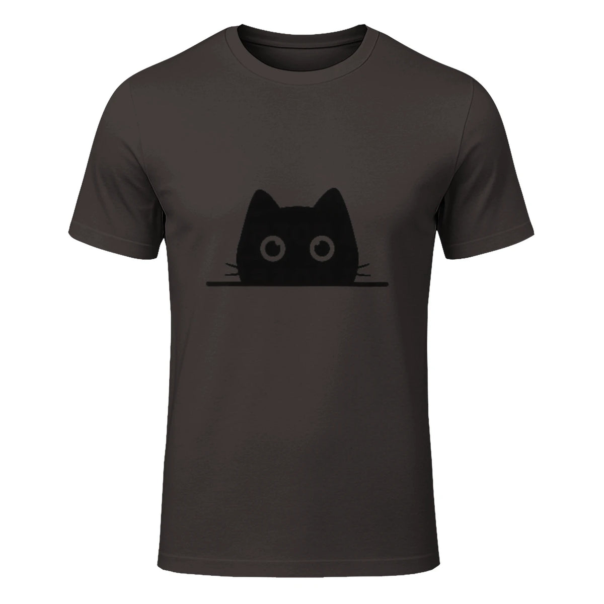 Chemise avec motif de chat dans une poche pour enfants, femmes, hommes, amoureux des chats in Dark Chocolate - front view