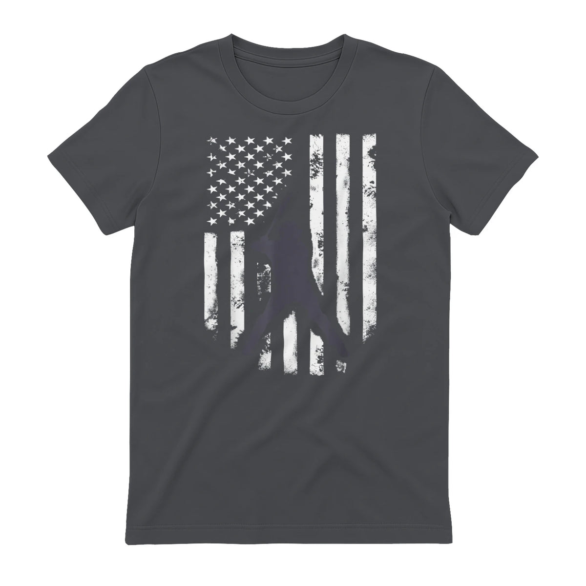 American Flag Baseball Shirt Cool Distressed Jersey Gift Tee T-Shirt in Charcoal - back view