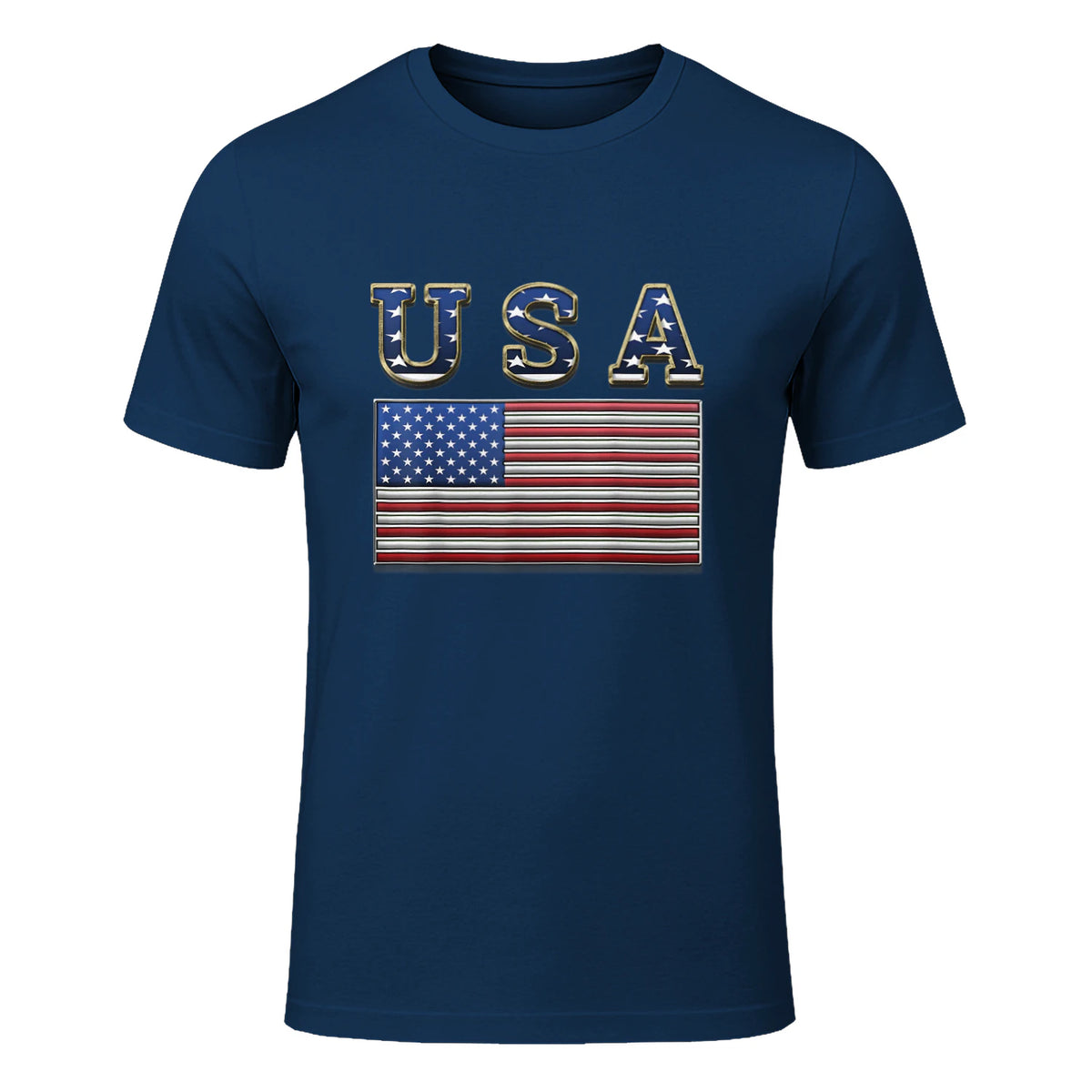 USA American Flag United States US Patriotic T-Shirt in Navy - front view