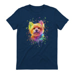 Colorful Splash Art Yorkshire Terrier Portrait Yorkshire Lover in Navy - back view