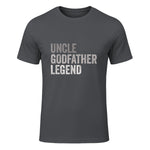 Funny Uncle Godparent Hero Message Uncle Godfather Legend For A Favorite Uncle Family Baptism T-Shirt - Black, Sm in Charcoal - front view