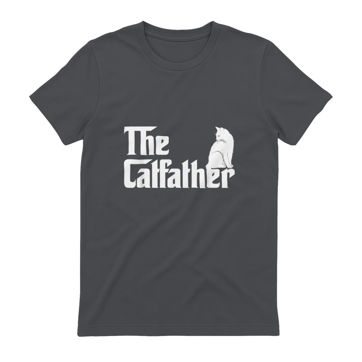 The Catfather Funny Cat Parody Fathers Day Gift Cat Father T-Shirt in Charcoal - back view