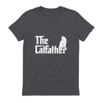 The Catfather Funny Cat Parody Fathers Day Gift Cat Father T-Shirt in Charcoal - back view