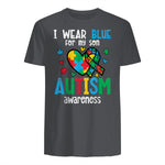 Autism Awareness Wear Blue for My Son ASD Mom Dad Men Women in Charcoal - back view