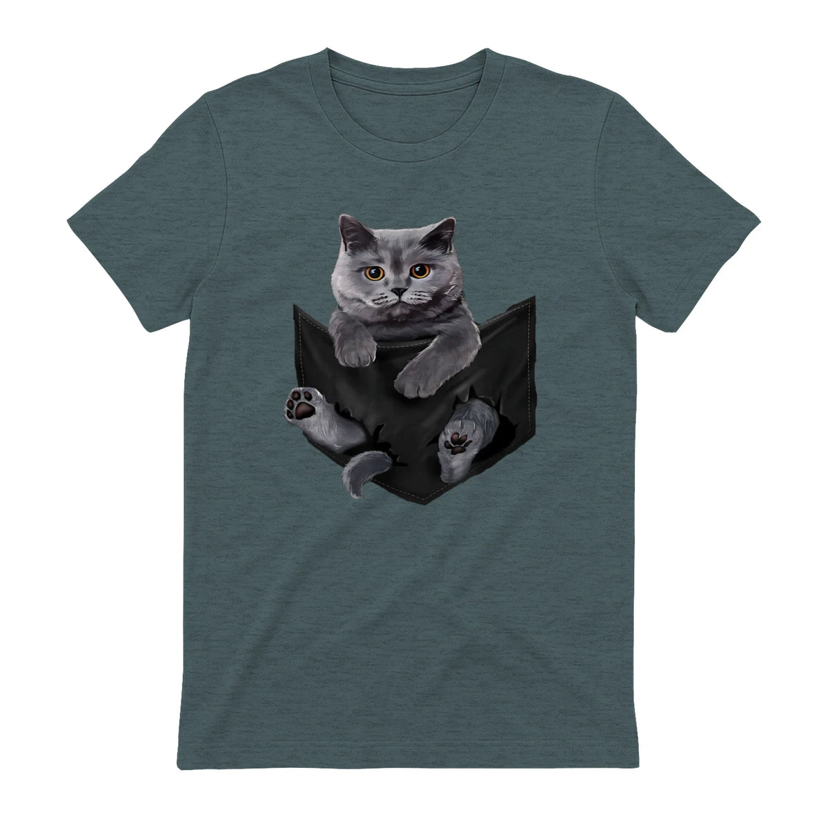 Cat Lovers British Shorthair In Pocket Fun Kitten in Dark Heather - back view