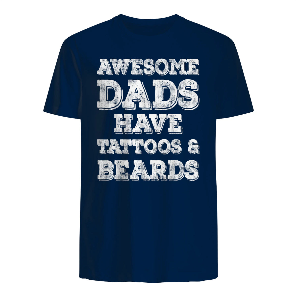 Awesome Dads Have Tattoos And Beards Shirt Fathers Day Gift in Navy - back view