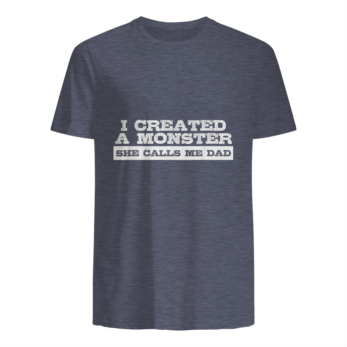 Funny Tshirt Gift for Dad from Daughter First Father's Day in Heather Navy - back view