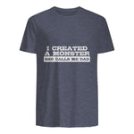 Funny Tshirt Gift for Dad from Daughter First Father's Day in Heather Navy - back view