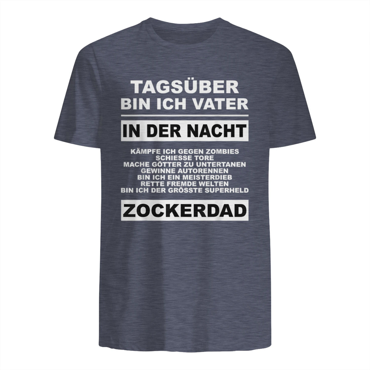 Zockerdad PC Spiele Gaming Zocken Konsole T-Shirt in Heather Navy - back view
