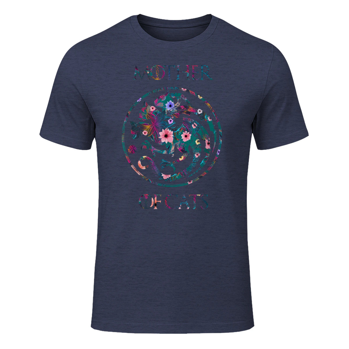 Mother of Cats Shirt T-Shirt in Heather Navy - front view