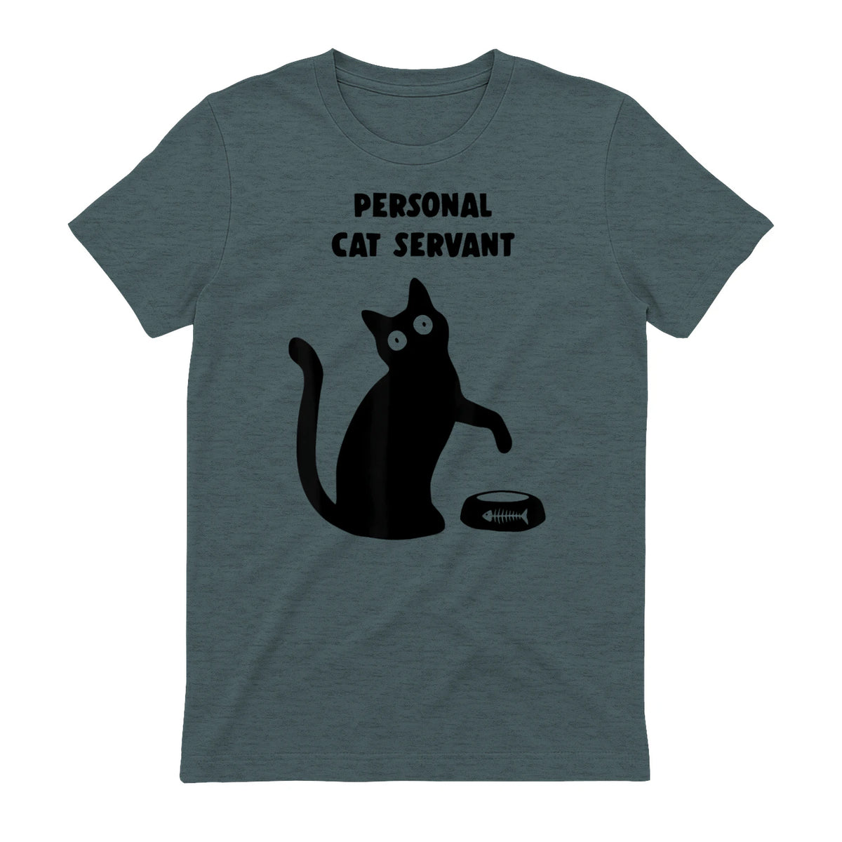Personal Cat Servant Shirt Funny Black Cat Lover Gift in Dark Heather - back view