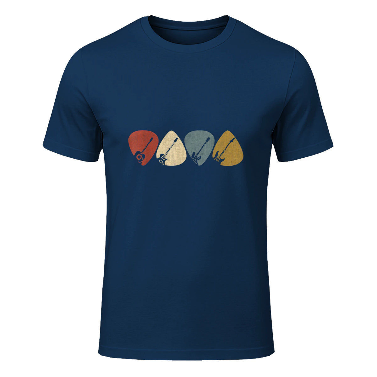 Gitarren-Auswahl-Gitarrist Retro Vintage für Gitarrenliebhaberinnen, Schwarz, S, Kurzarm, , Herren, Retro in Navy - front view