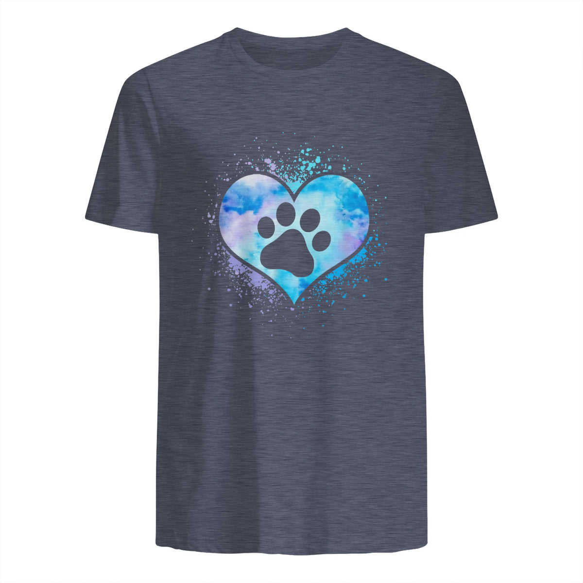 chien patte dans le coeur chien amoureux animal de compagnie in Heather Navy - back view