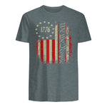 USA Patriotic Fourth of July America T-Shirt in Dark Heather - back view