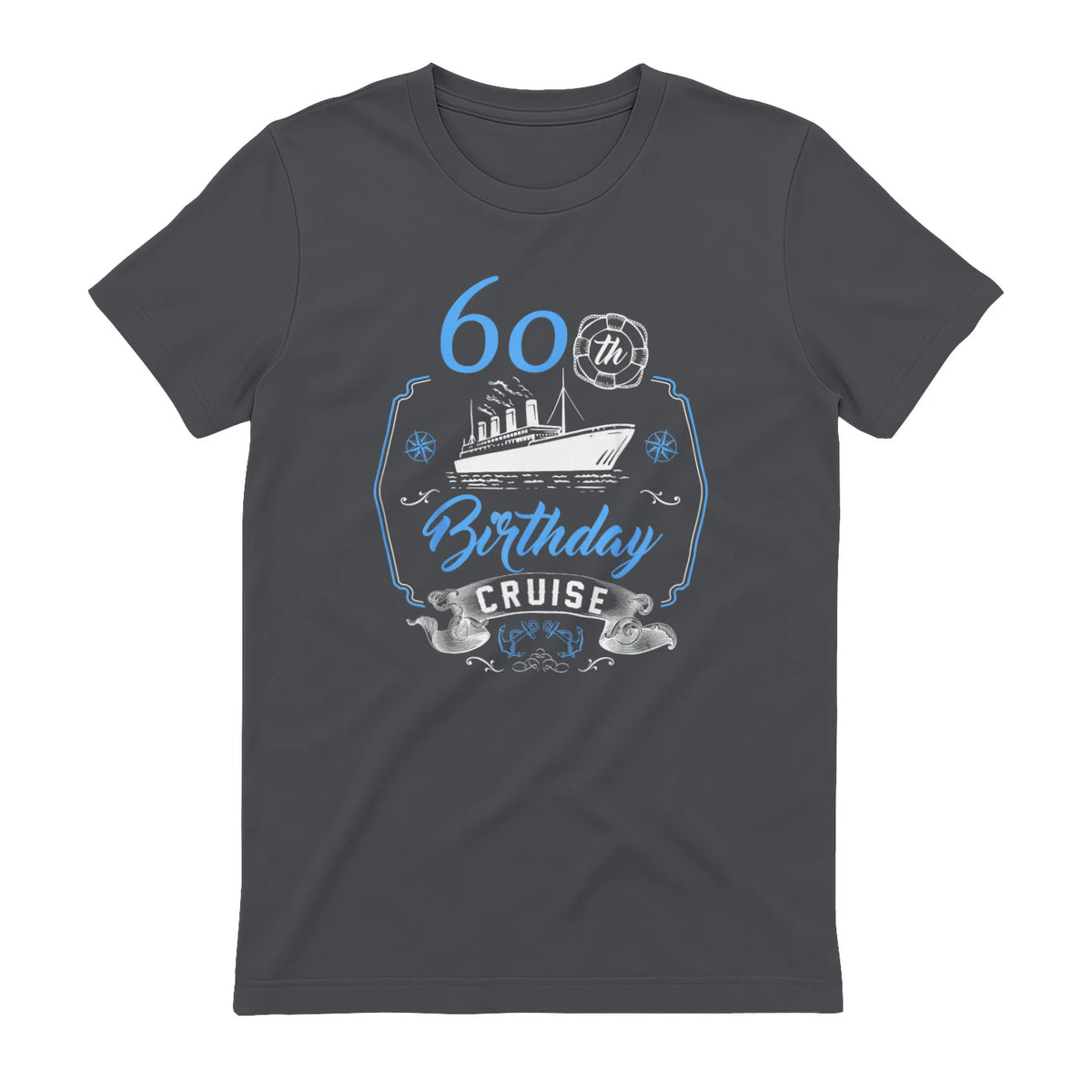 60 ans B-Day Funny 60th Birthday Cruise Group Friends in Charcoal - back view