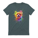 Colorful Splash Art Yorkshire Terrier Portrait Yorkshire Lover in Dark Heather - back view
