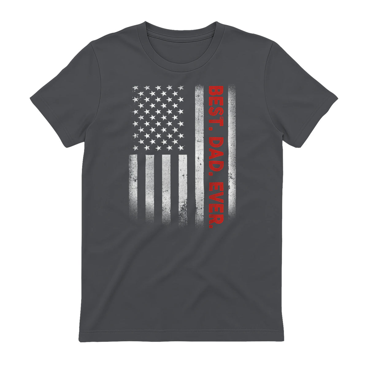 Best Dad Ever With US American Flag Gift For Father's Day in Charcoal - back view