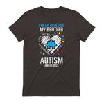 Blue for My Brother Autism Awareness Family Sister Sibling in Dark Chocolate - back view