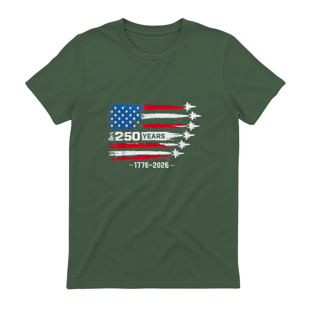 American Fourth of July Anniversary T-Shirt in Military Green - back view