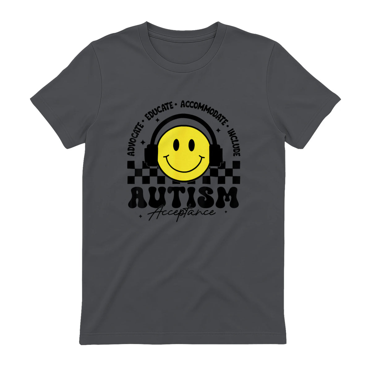 Autism Awareness Acceptance Special Education Teacher Kids in Charcoal - back view