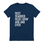 Best Bearded Beer Lovin Dog Dad T-Shirt Pet Lover Owner Gift in Navy - back view
